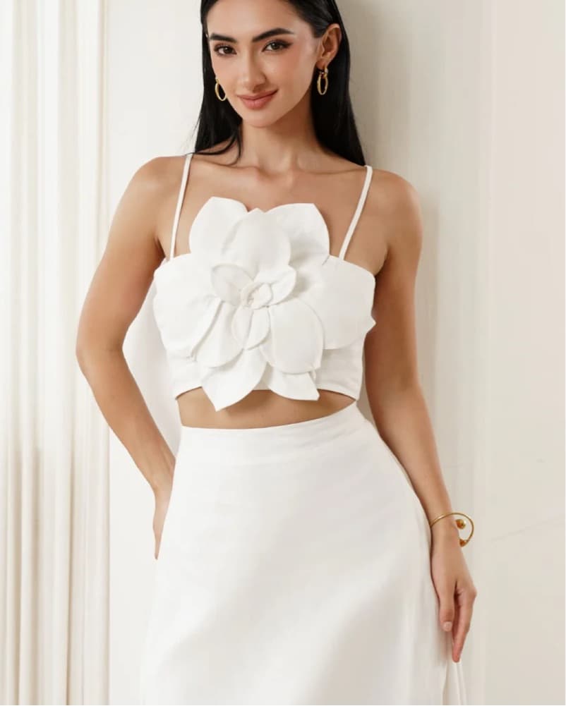 Yumi Kim White Floral Linen Skirt Set - Image 3