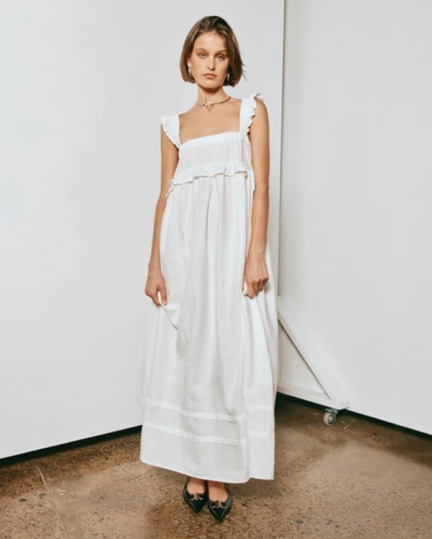 CURATE & CREATE SMOCK MAXI DRESS WHITE - Image 2