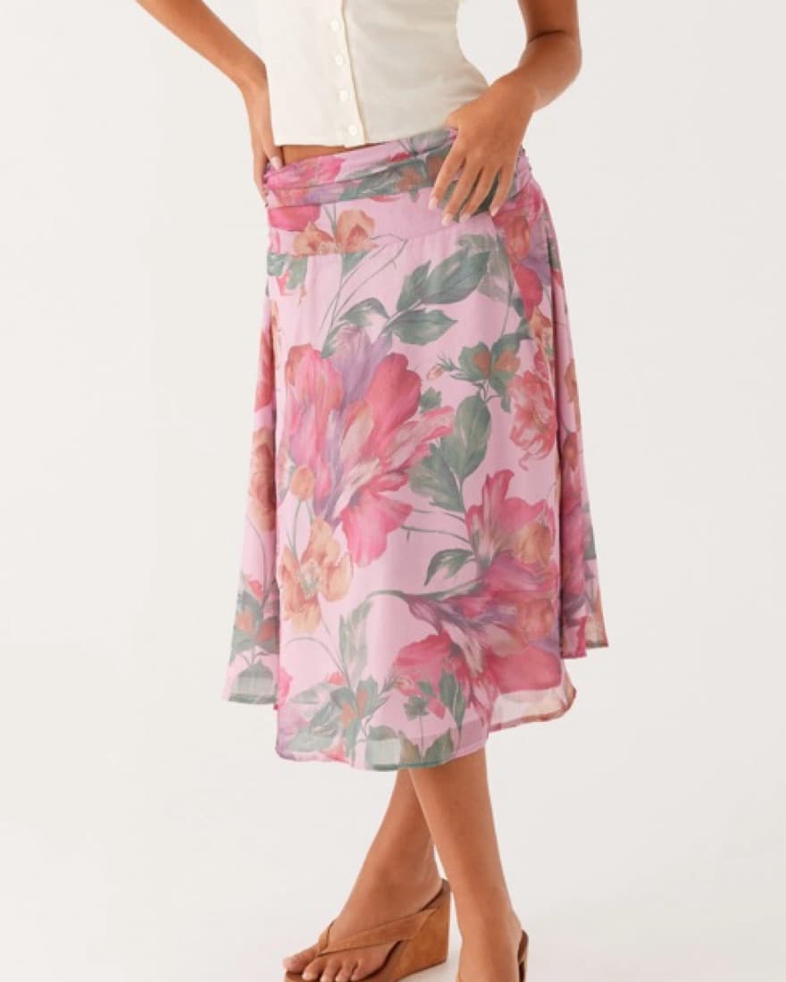 Vibrant Floral Midi Skirt - Image 1