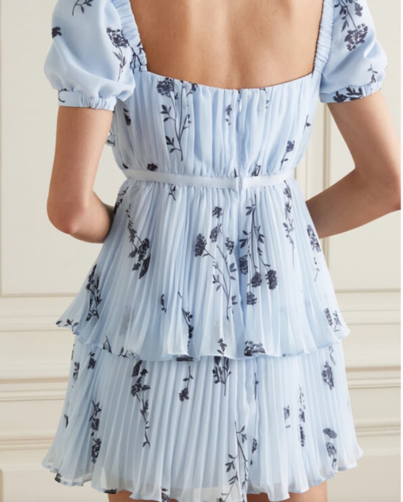 Pleated Floral Mini Dress - Image 2