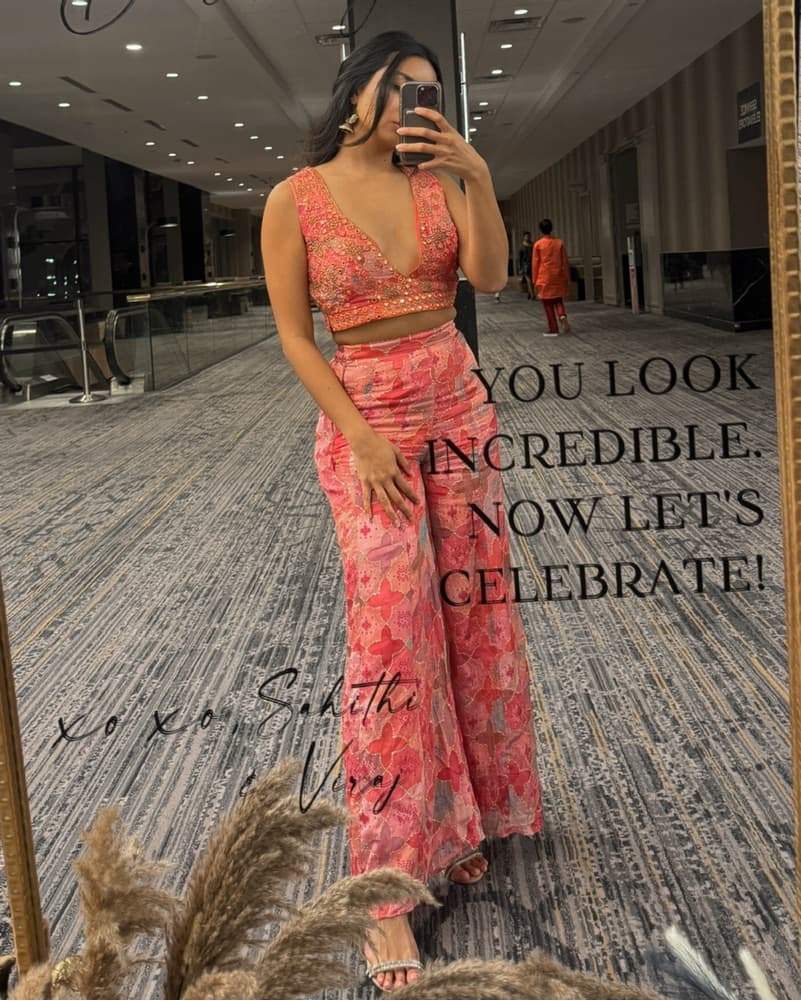 Indian Low V Cut Top And Palazzo Pants  - Image 1
