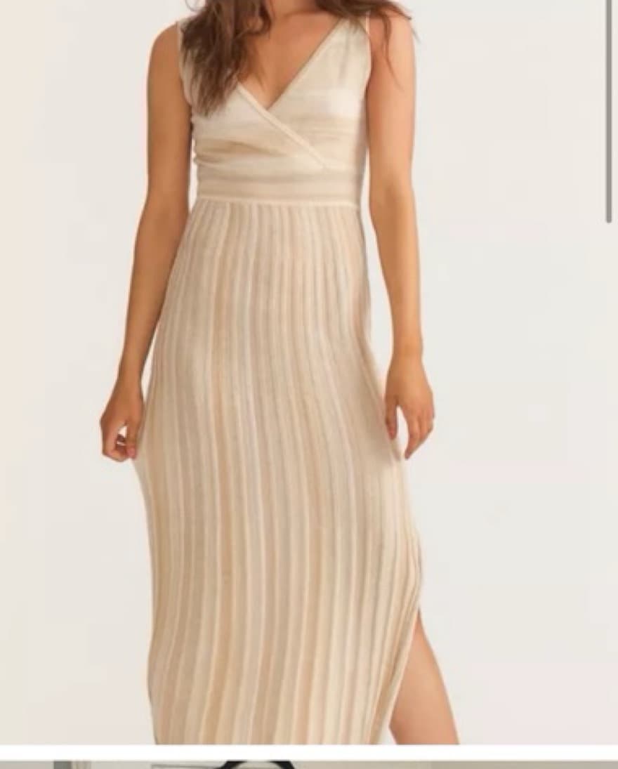 Tan Striped LoveShackFancy Knit Dress - Image 1