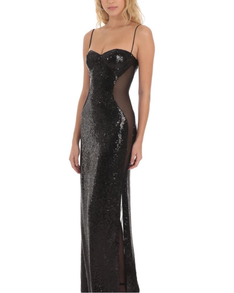 Lucy In The Sky Black Sequin Gown - Image 1