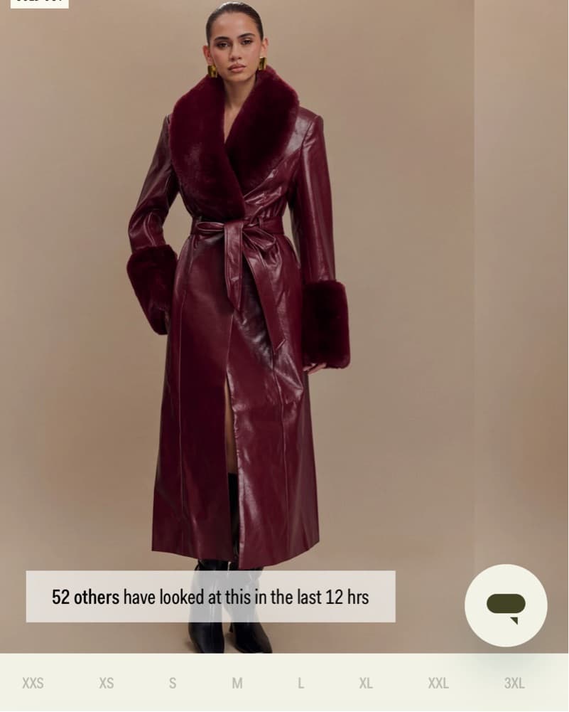 Faux Leather Trench Coat With Faux Fur  - Image 1