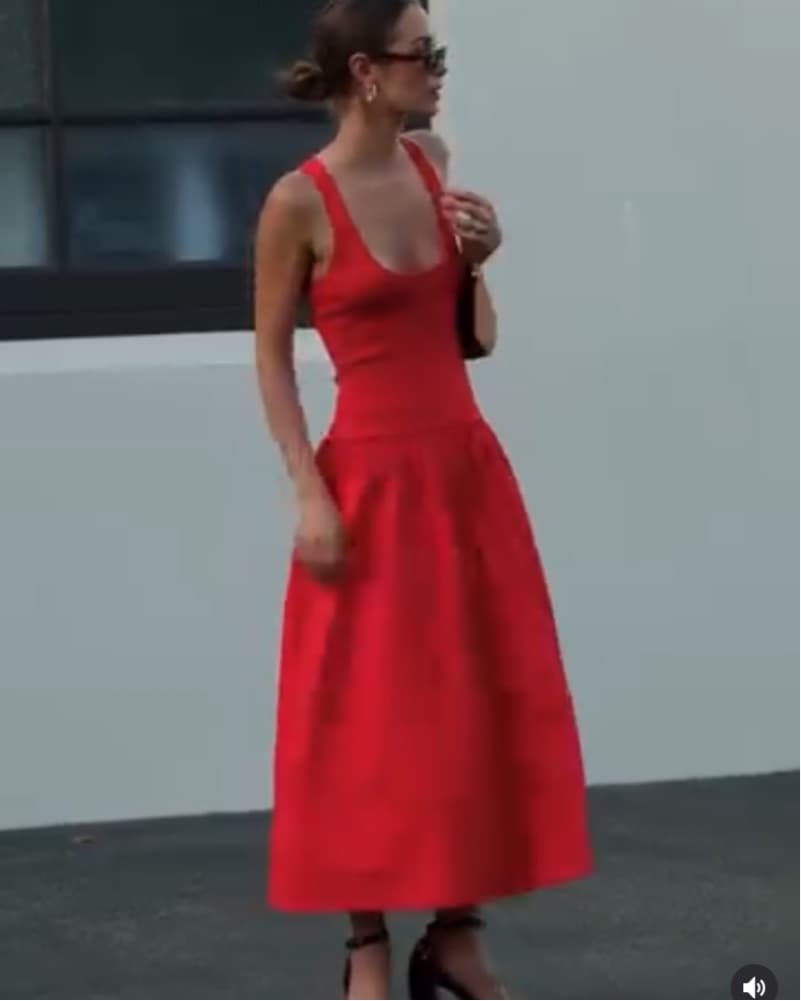 Red Cotton Dress  - Image 1