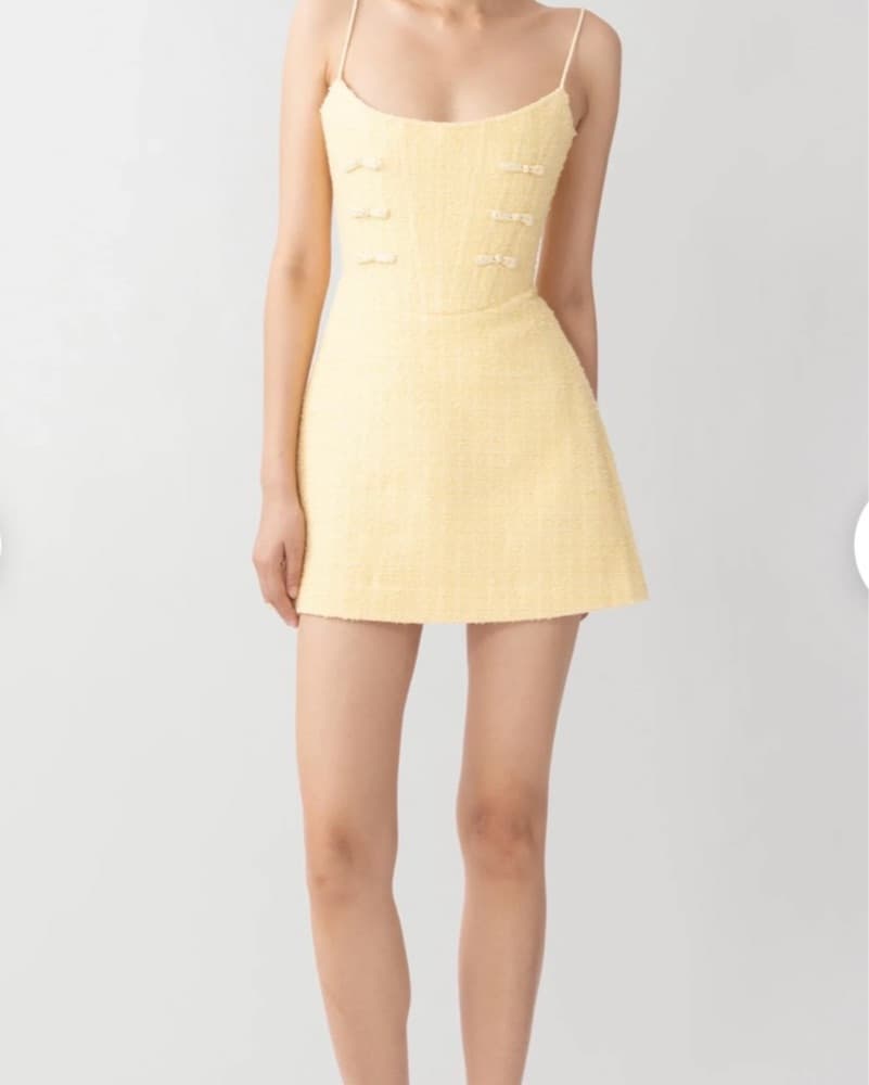 Sau Lee Yellow Andi Tweed Mini Dress - Image 3