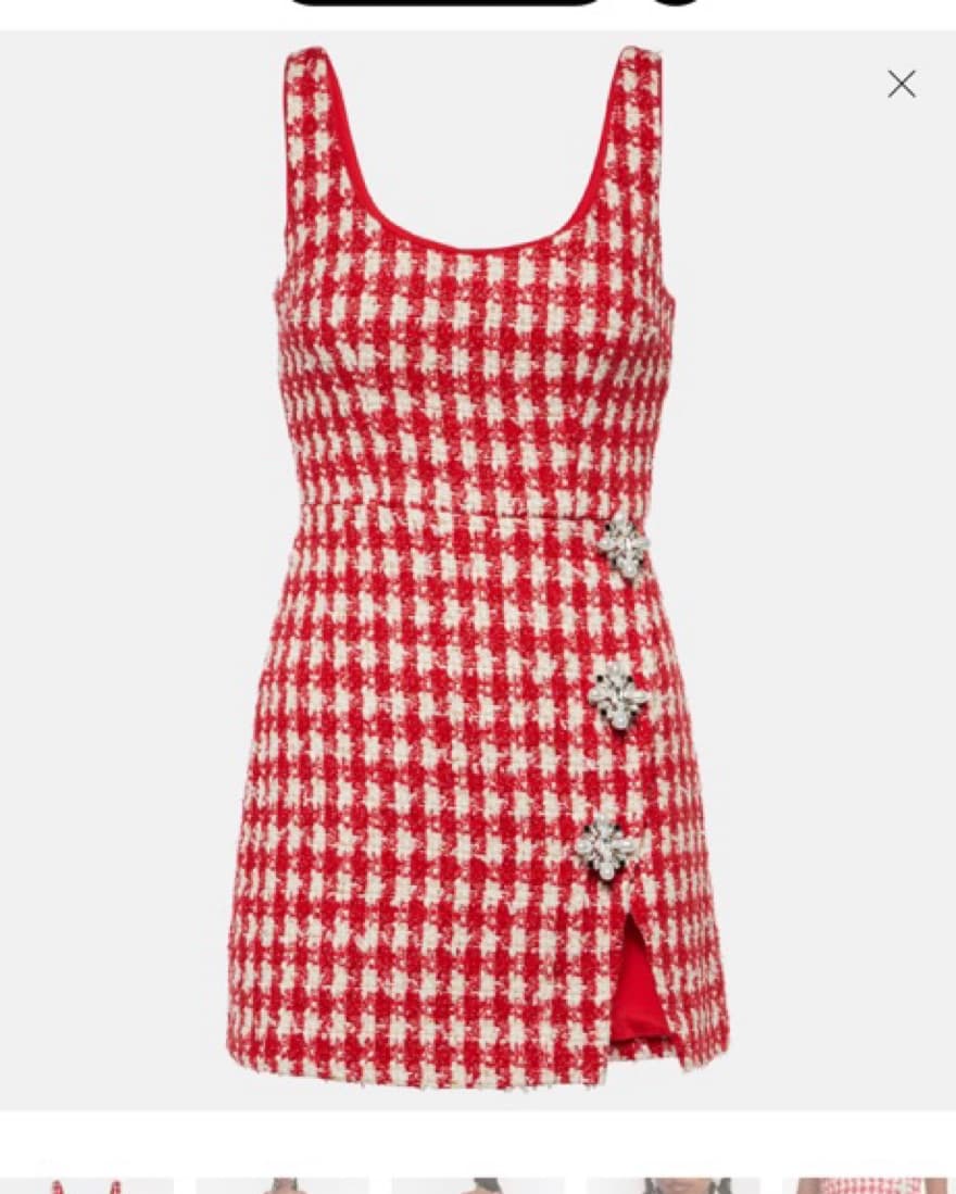 Self portrait Checked Boucle Mini Dress - Image 1