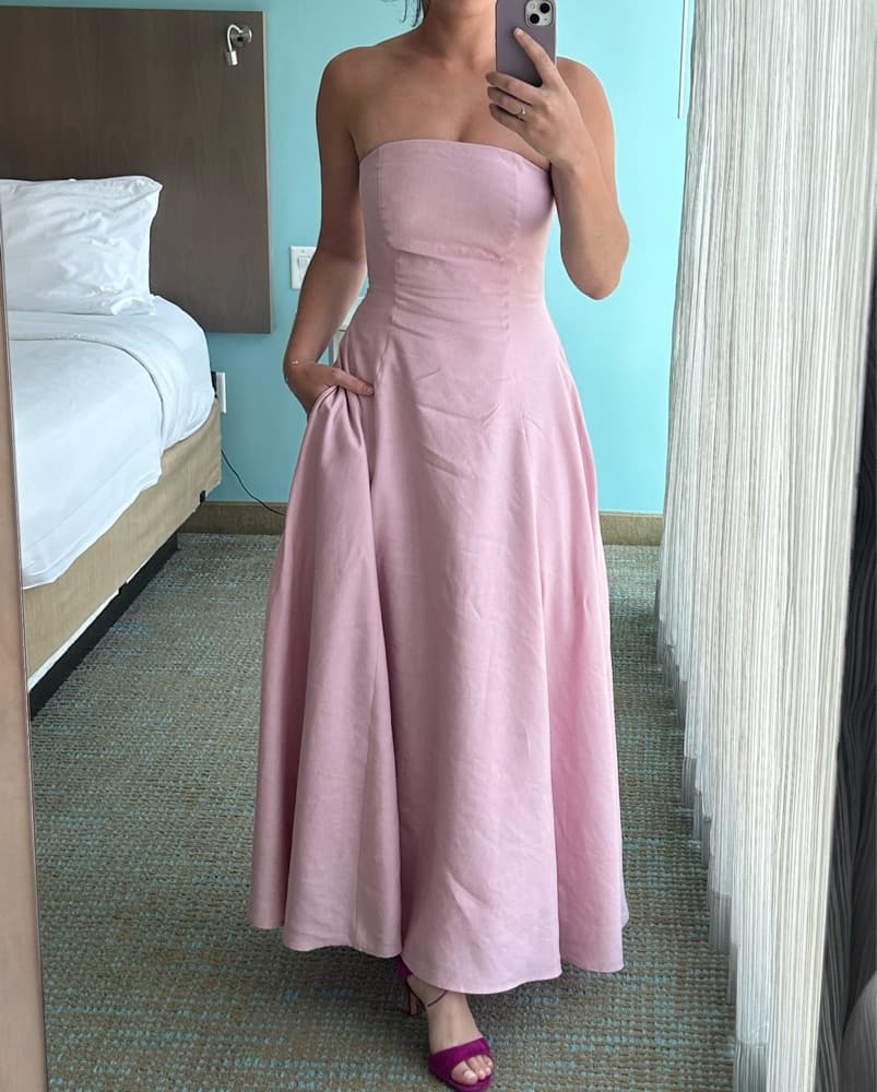 Favorite Linen Dress Pink - Image 4