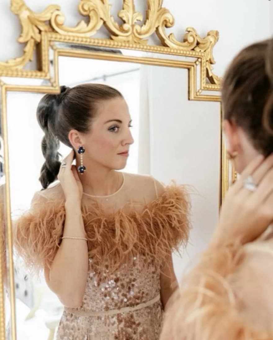 Rose Gold Sequin Feather Mini Dress  - Image 3
