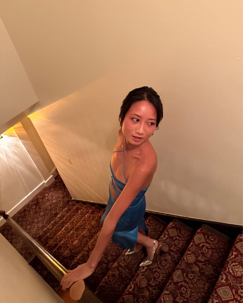 Elegant Blue Silk Dress - Image 4