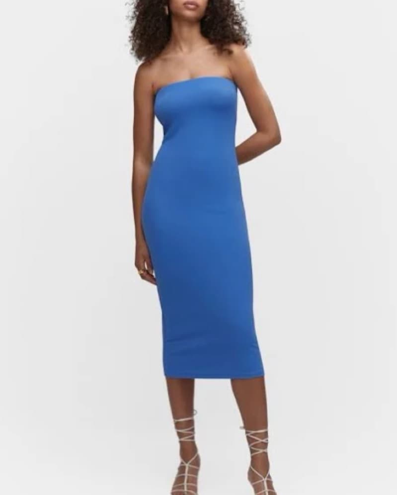 Blue midi Strapless Dress - Image 1