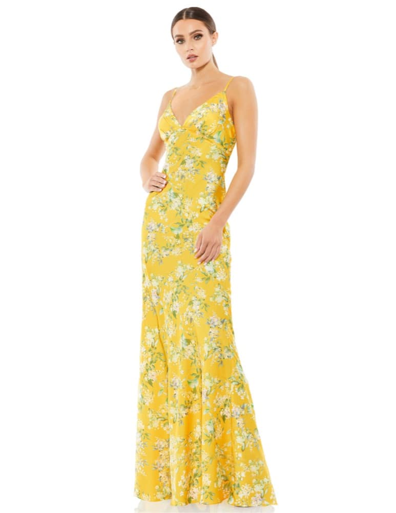 Mac Duggal Cowl Back Floral Print Dress - Image 1