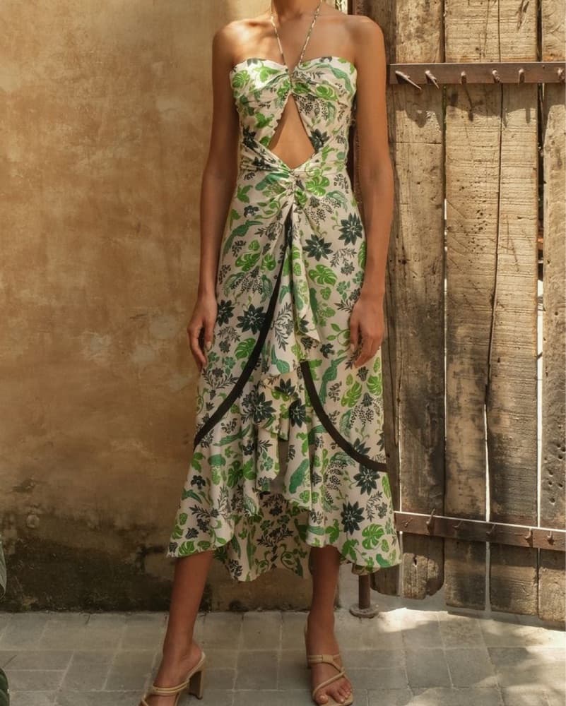 Andres Otalora Floral Midi Dress - Image 1