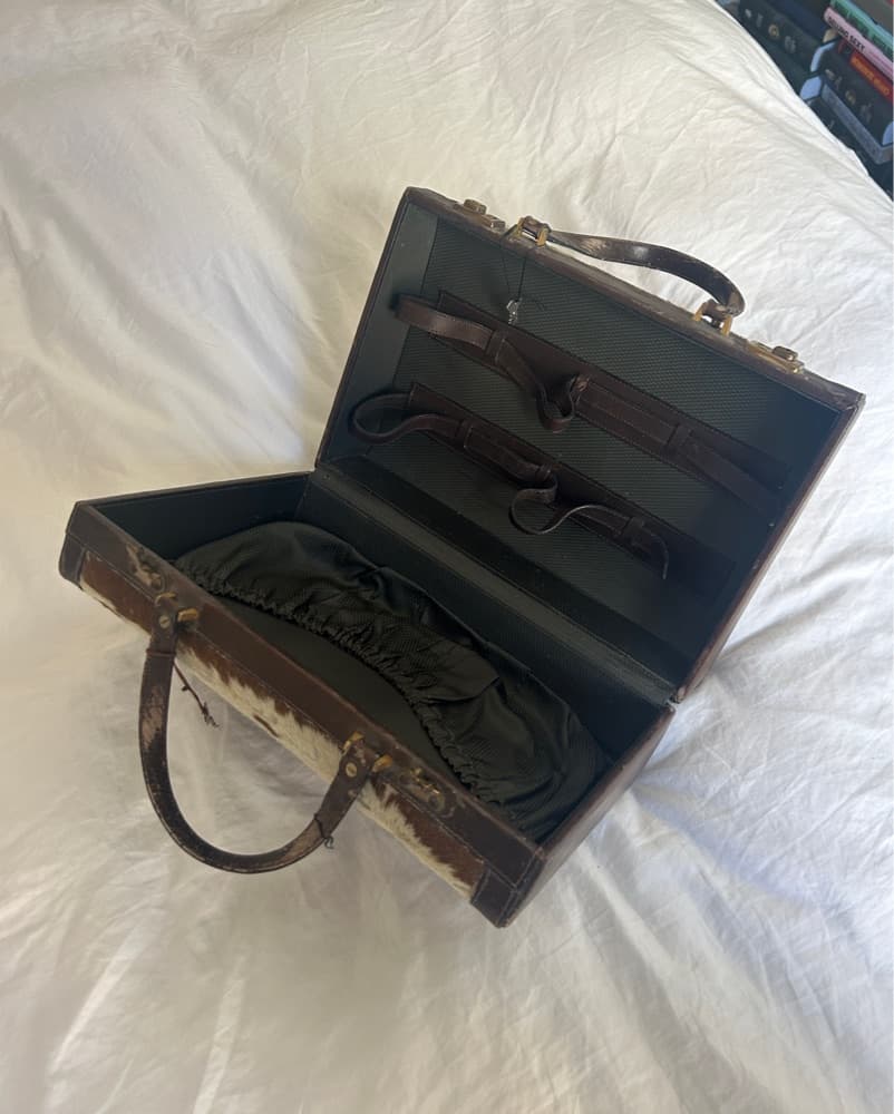 Vintage French Cowhide Leather Briefcase - Image 3