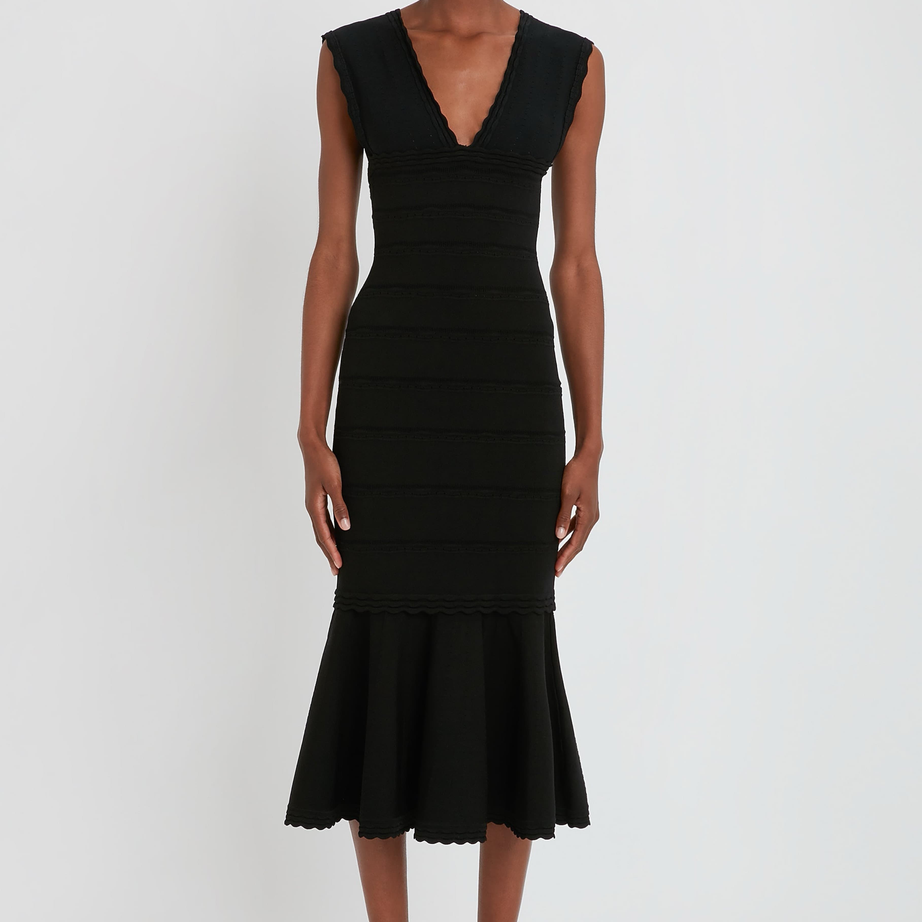 Stretch Knit Sleeveless Flared Dress  - Image 1