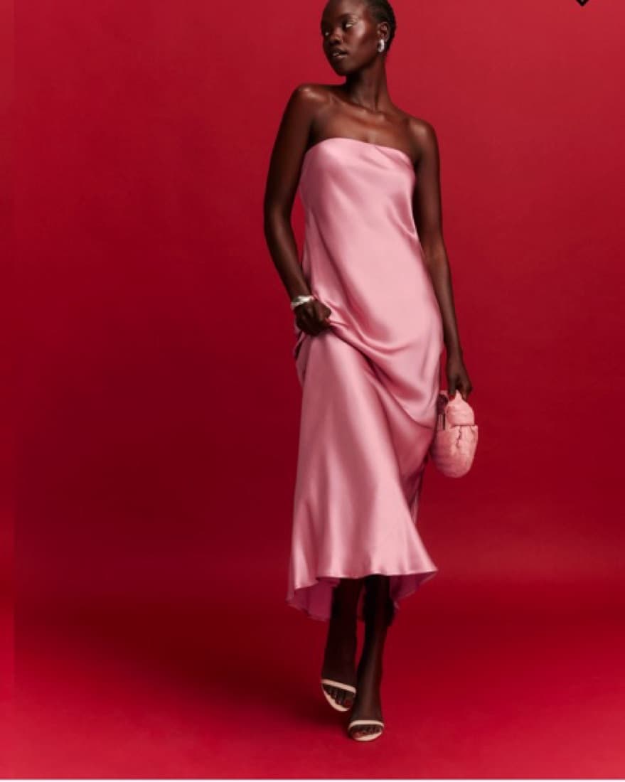Reformation Pink Strapless Dress - Image 4