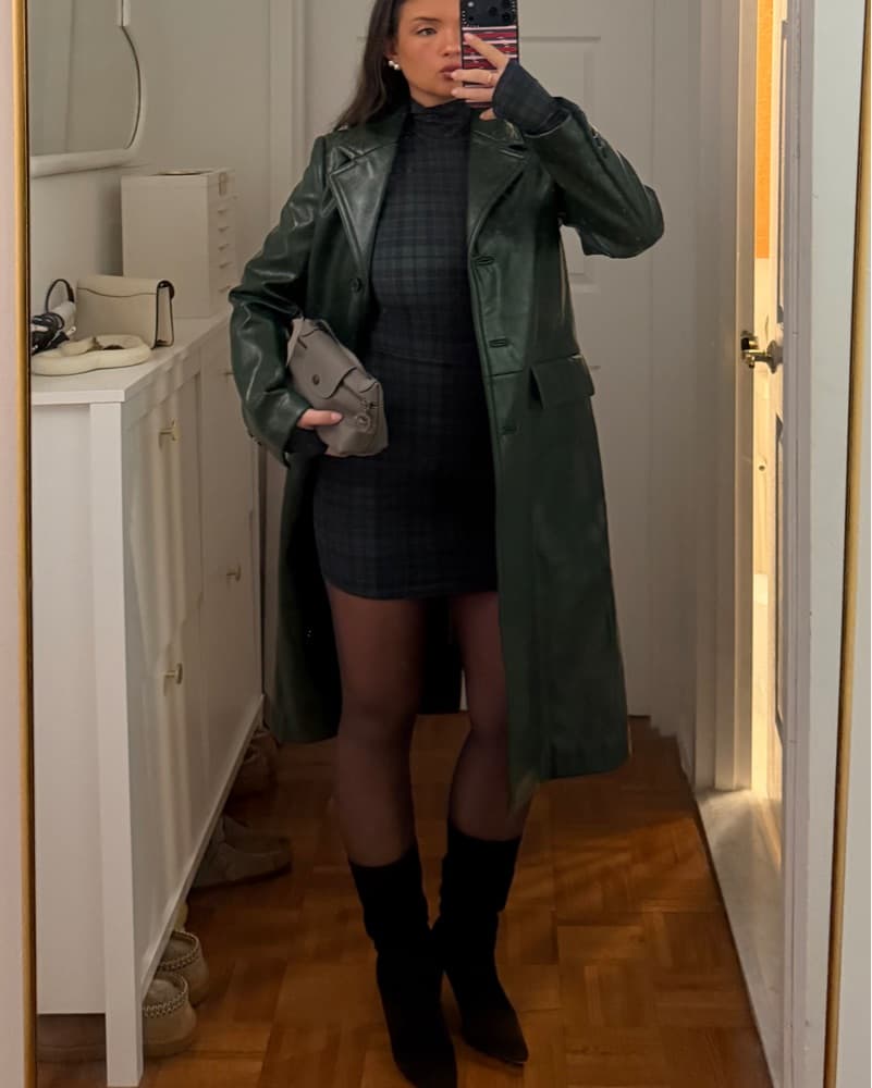 Green Leather Trench - Image 1