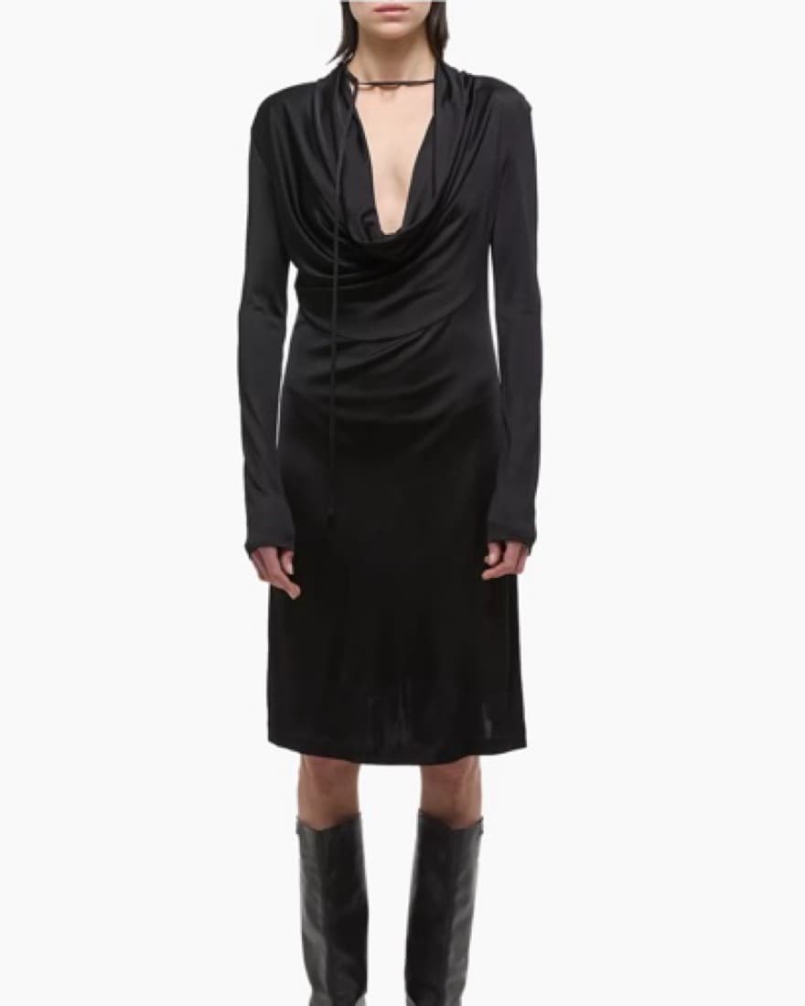 Helmut Lang Satin Drape Dress - Image 1