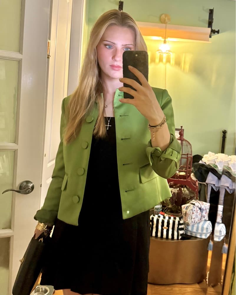 Veronica Beard Satin Cropped Jacket - Image 1