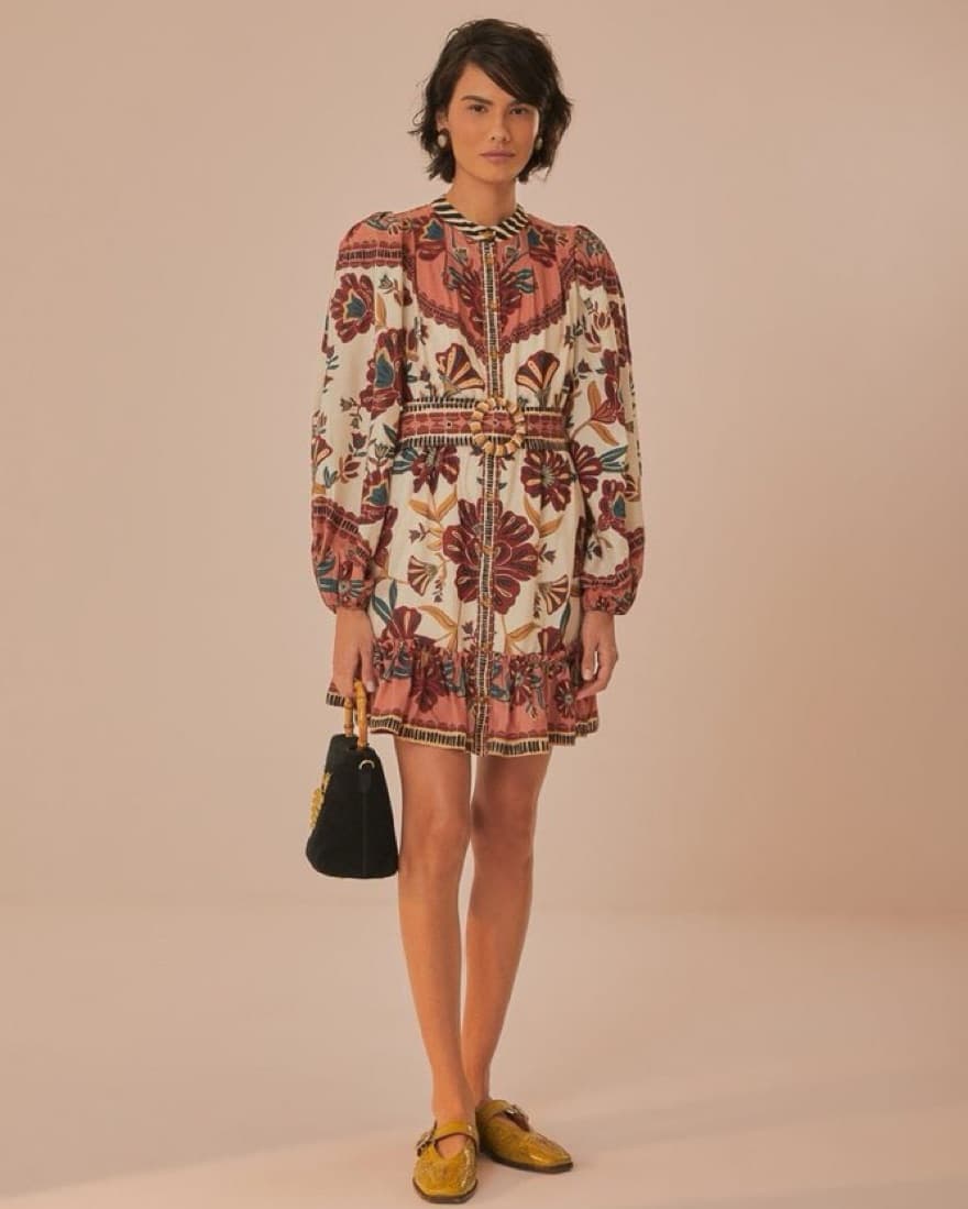 Farm Rio Cream Riad Mini Dress - Image 2