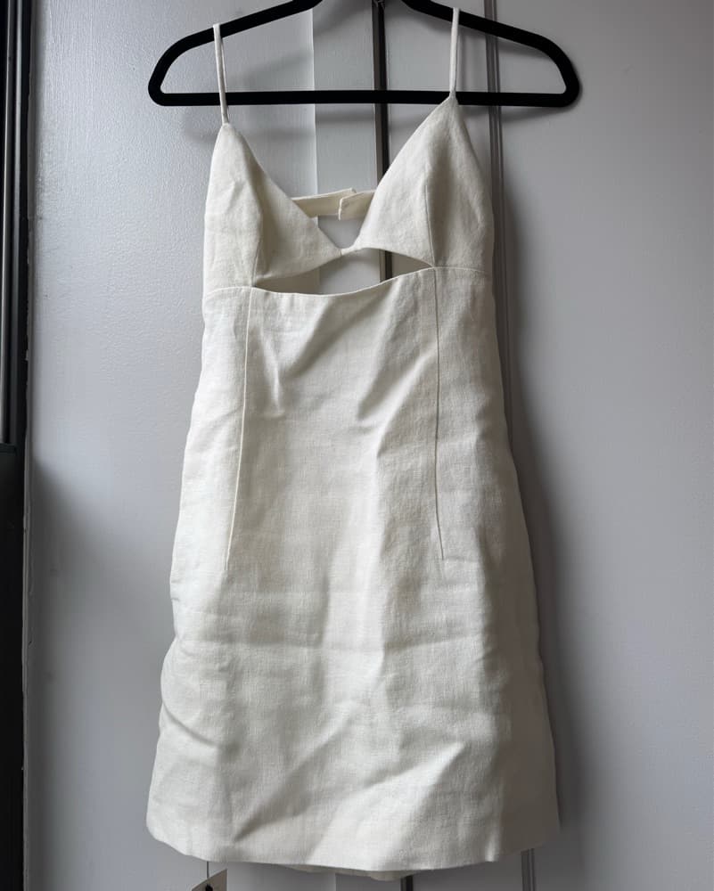 St Agni White Linen Mini Dress - Image 4