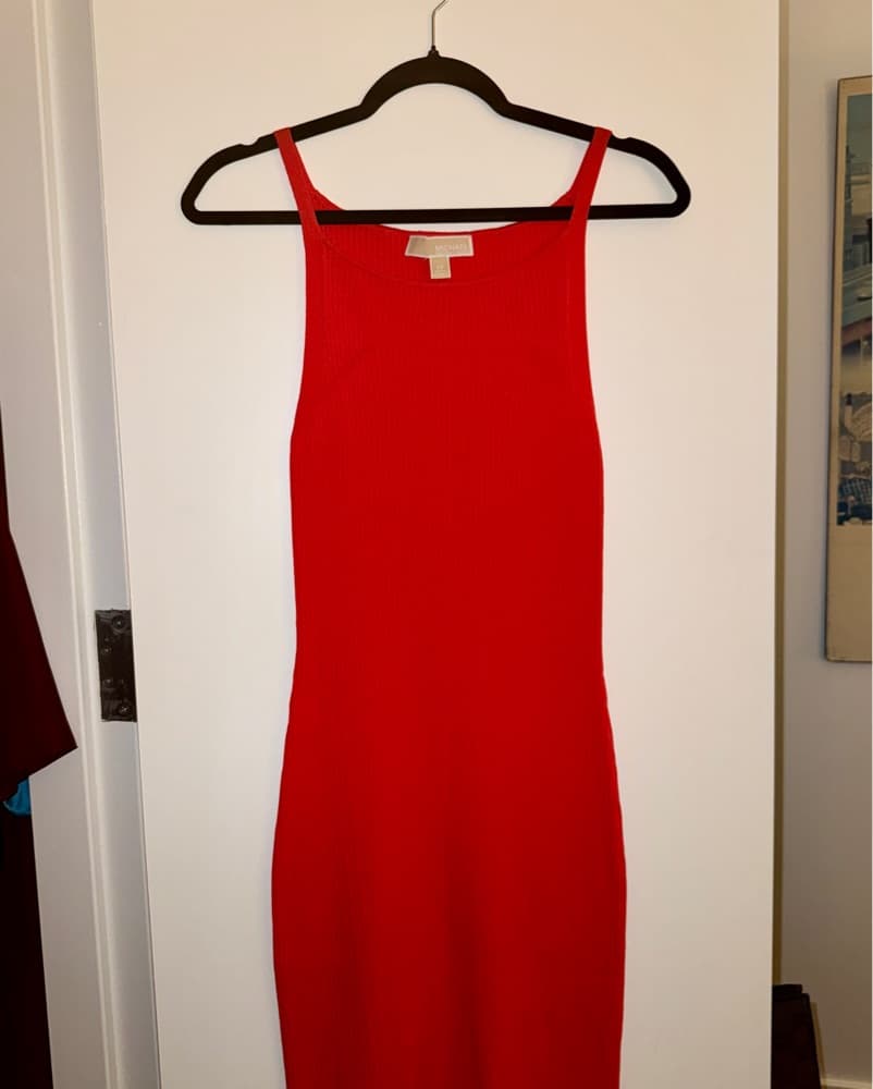 Coral Midi Viscose Dress - Image 1