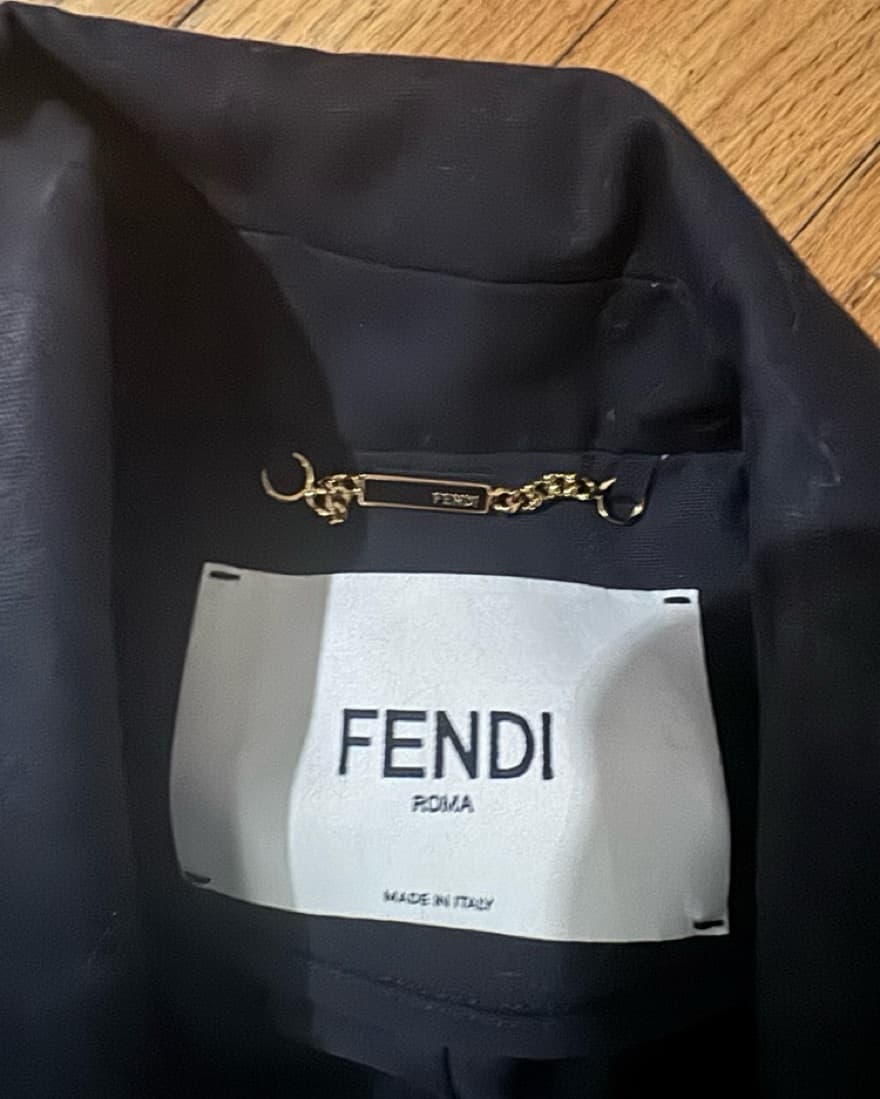 Fendi Trench Coat With Leather Trim - Image 3