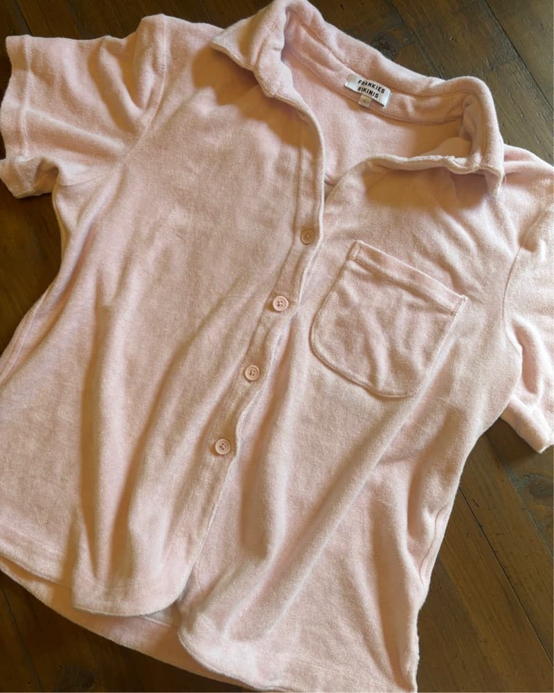 Frankie’s Bikinis Pink Terry Coverup Top - Image 4