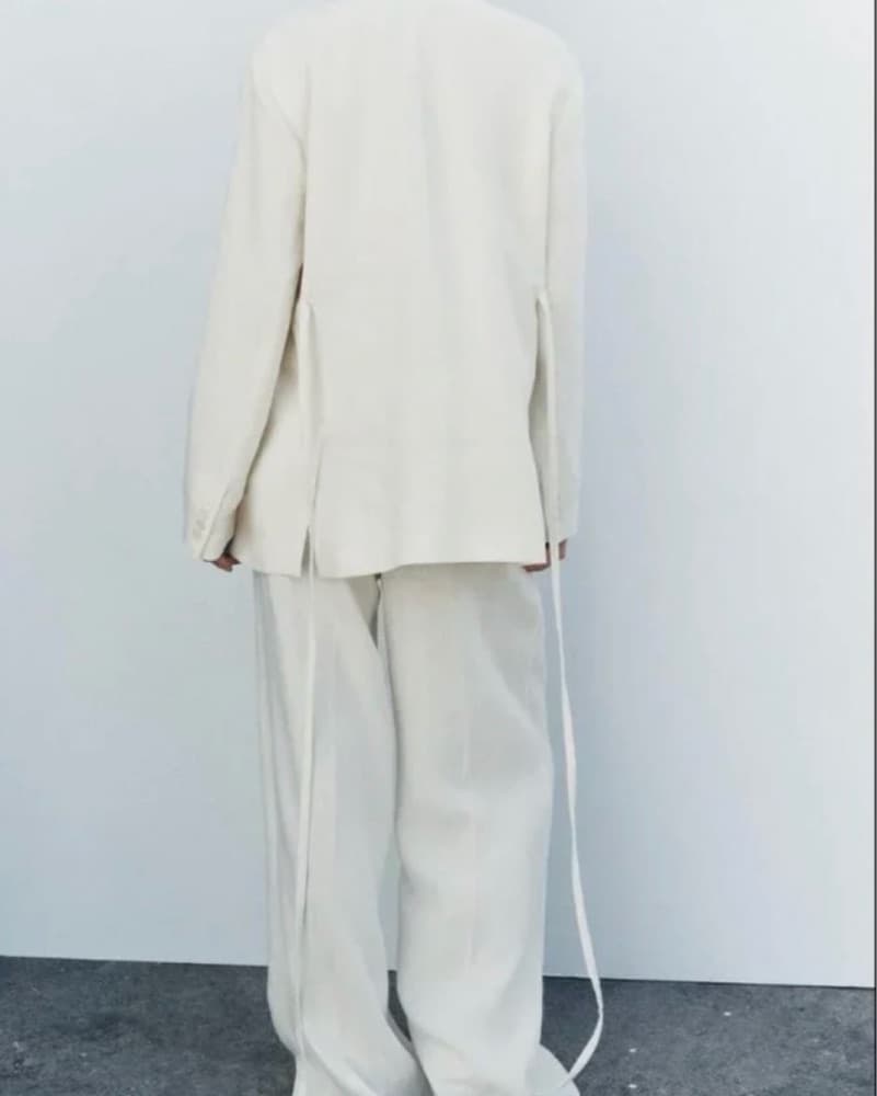 White Zara Blazer Set Linen  - Image 3