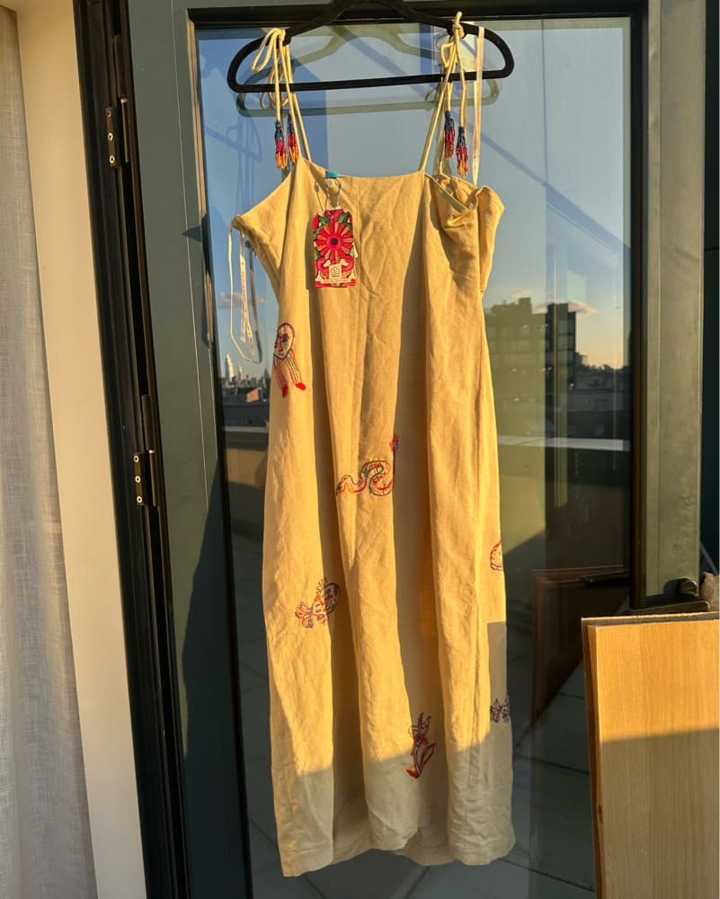 Farm Rio Linen Embroidered Dress - Image 5