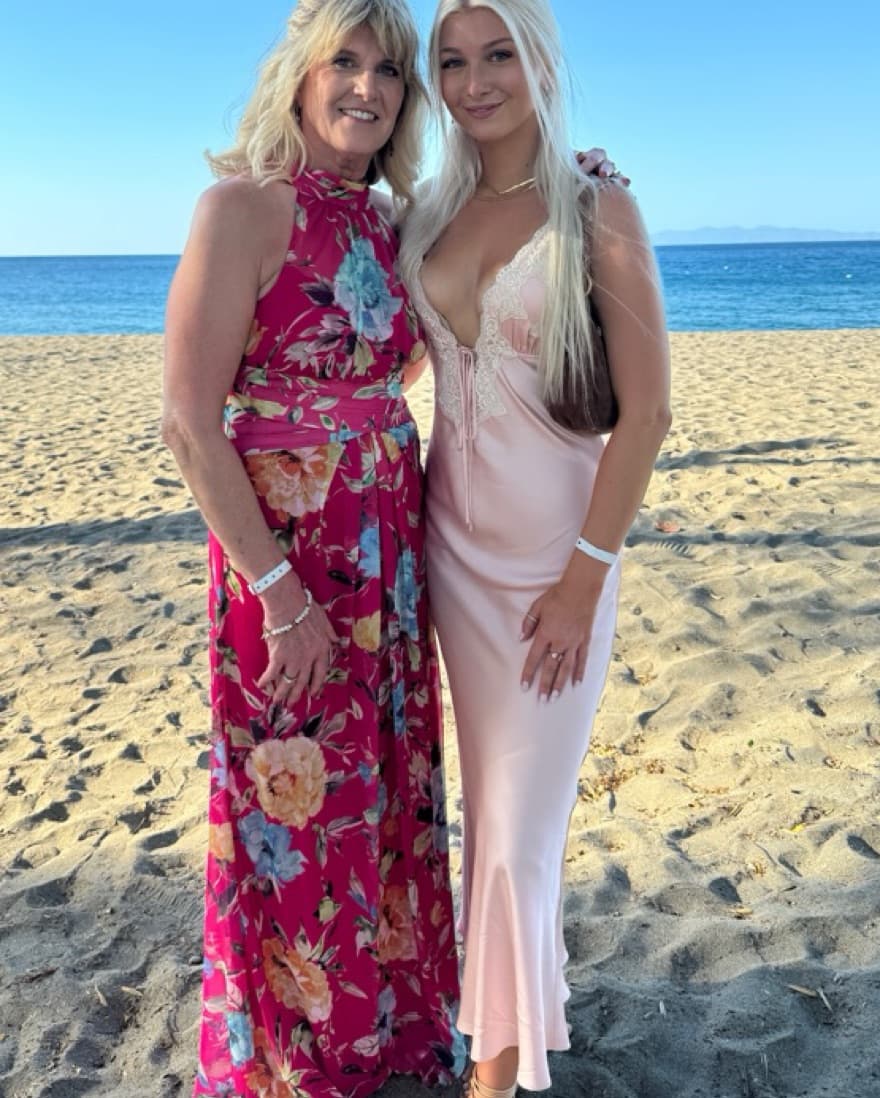 Satin Pink Lace Dress - Image 1