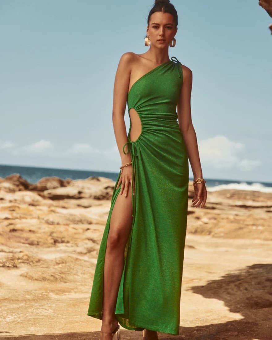 Sonya Moda Shimmer Green Dress - Image 5
