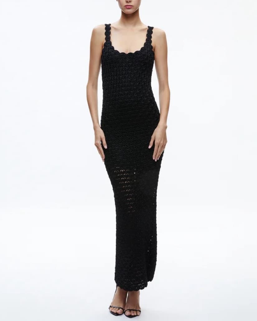 $695 Alice + Olivia Black Crochet Dress - Image 4