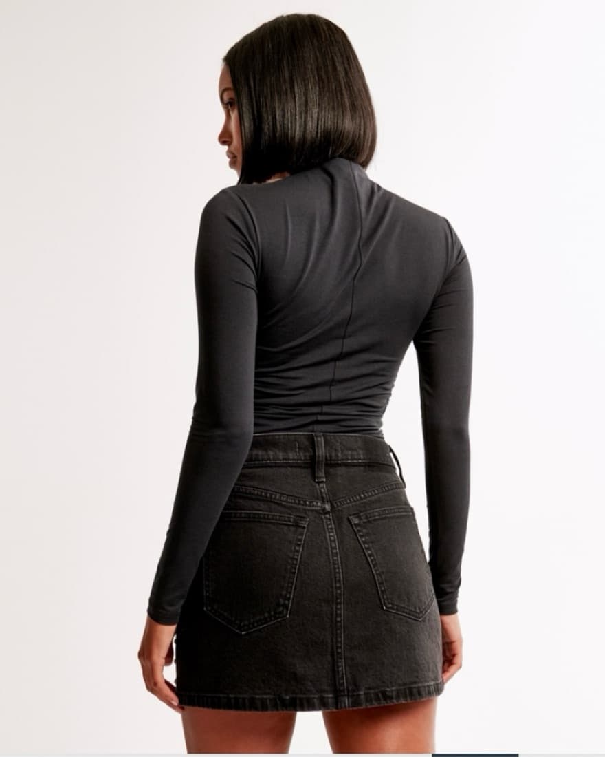 Studded Black Denim Mini Skirt   - Image 2