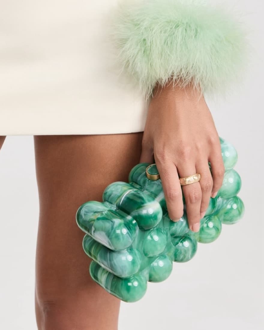 Cult Gaia Green Bubble Clutch - Image 2