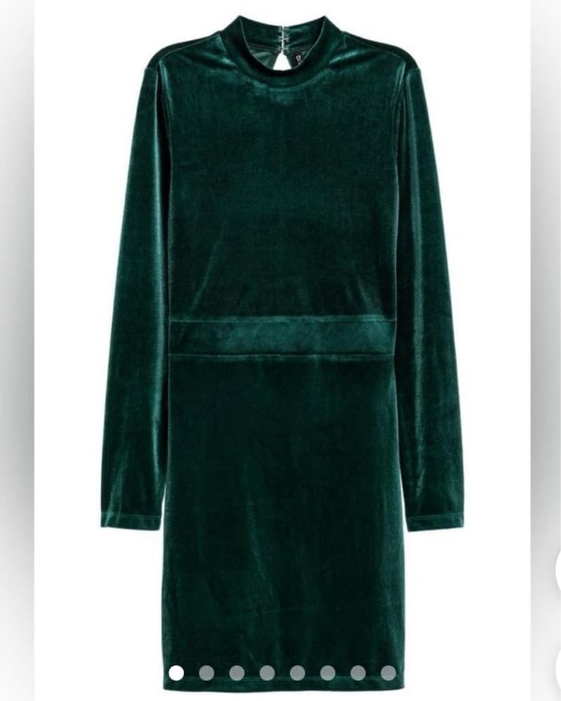 Green Velvet Bodycon Mini Dress - Image 1