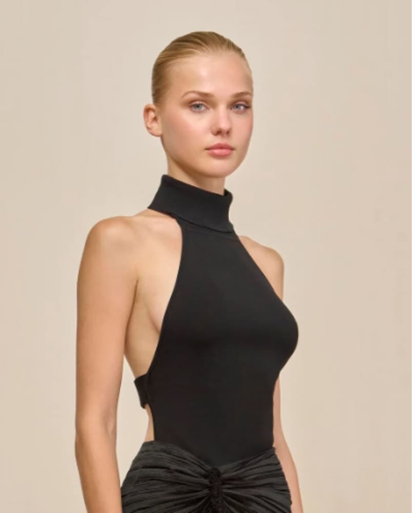 Cult Gaia Black Wake Knit Top - Image 1