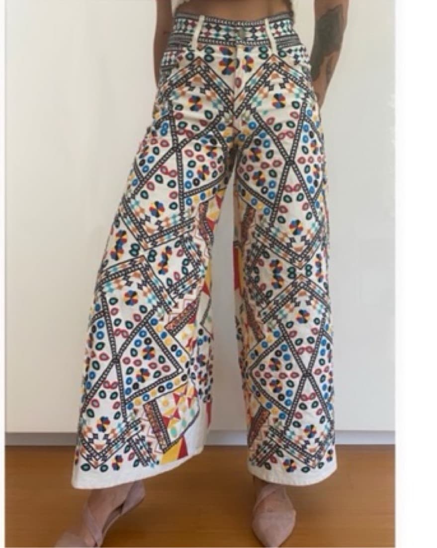 Farm Rio Embroidered Wide Leg Jeans - Image 1