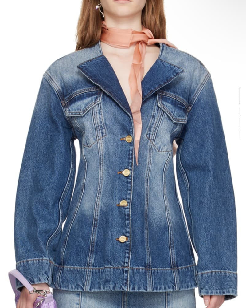Ganni Blue Sparkle Denim Blazer - Image 1