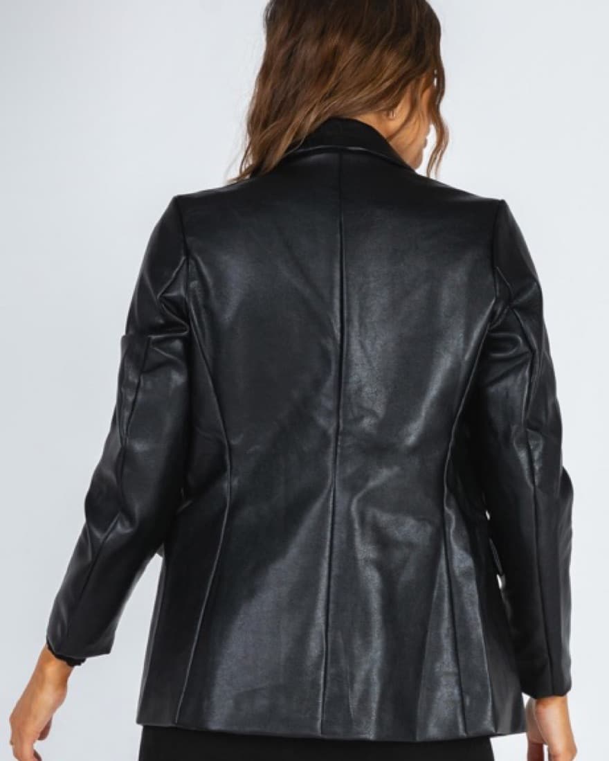 Ellen Faux Leather Blazer - Image 3