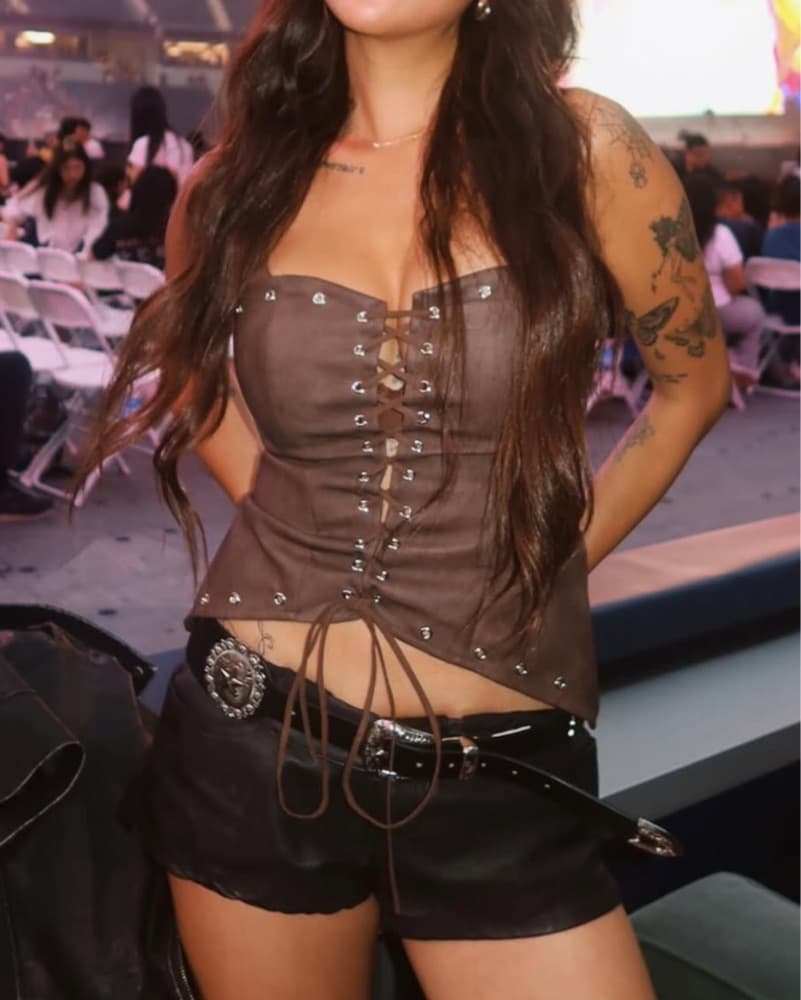 Faux Leather Western Lace-Up Corset - Image 2