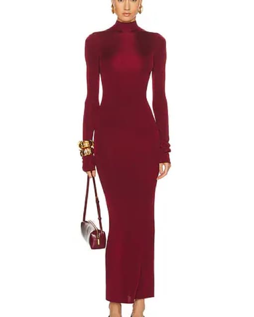 Burgundy long sleeve Maxi Dress - Image 2