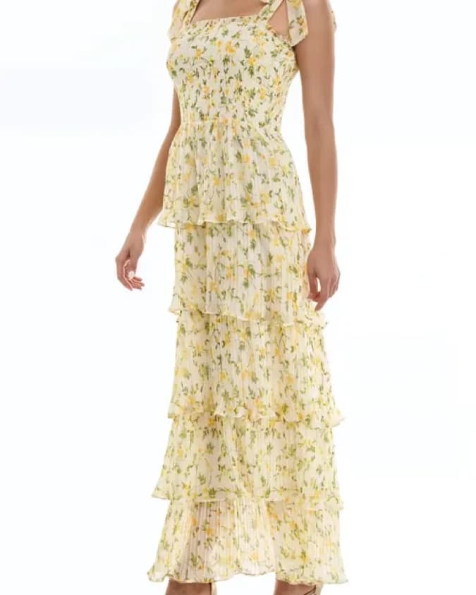 Floral Print Pleated Tier Maxi Dress 🌼 - Image 3