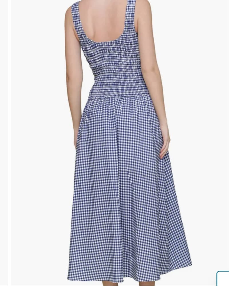 Blue Gingham Maxi Dress - Image 3