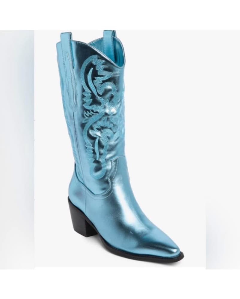 NWOT Blue Metallic Cowboy Boots - Image 3