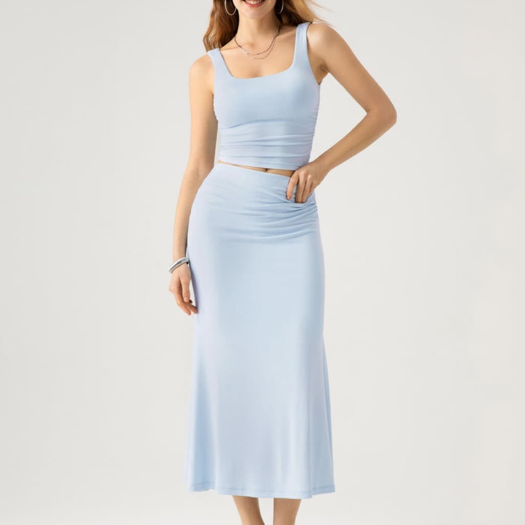 Midi Skirt Tank Top Set Sky Blue Lrg - Image 2