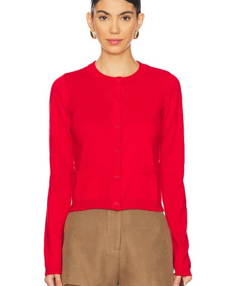 Weworewhat Red Crewneck Cardigan - Image 1