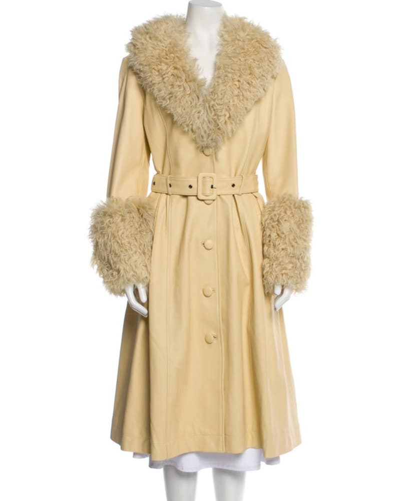 Saks Potts Fur Trim Belted Coat - Image 1