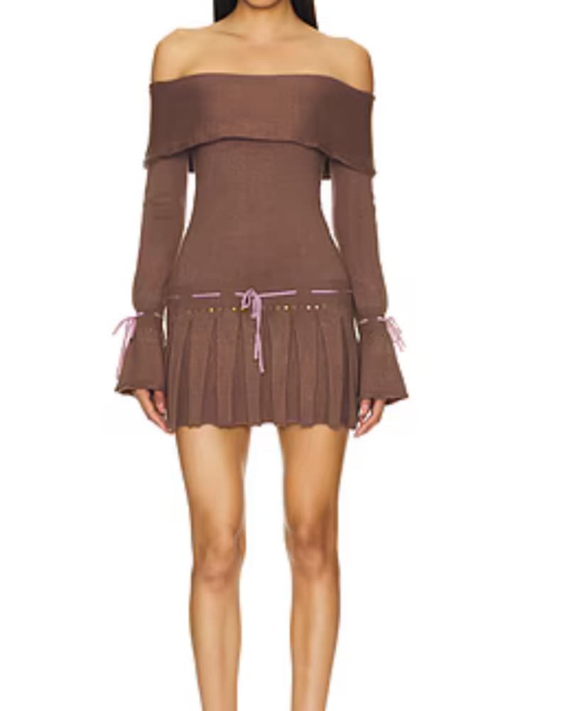 Jaded Lndn Off-the-Shoulder Pleated Dres - Image 1