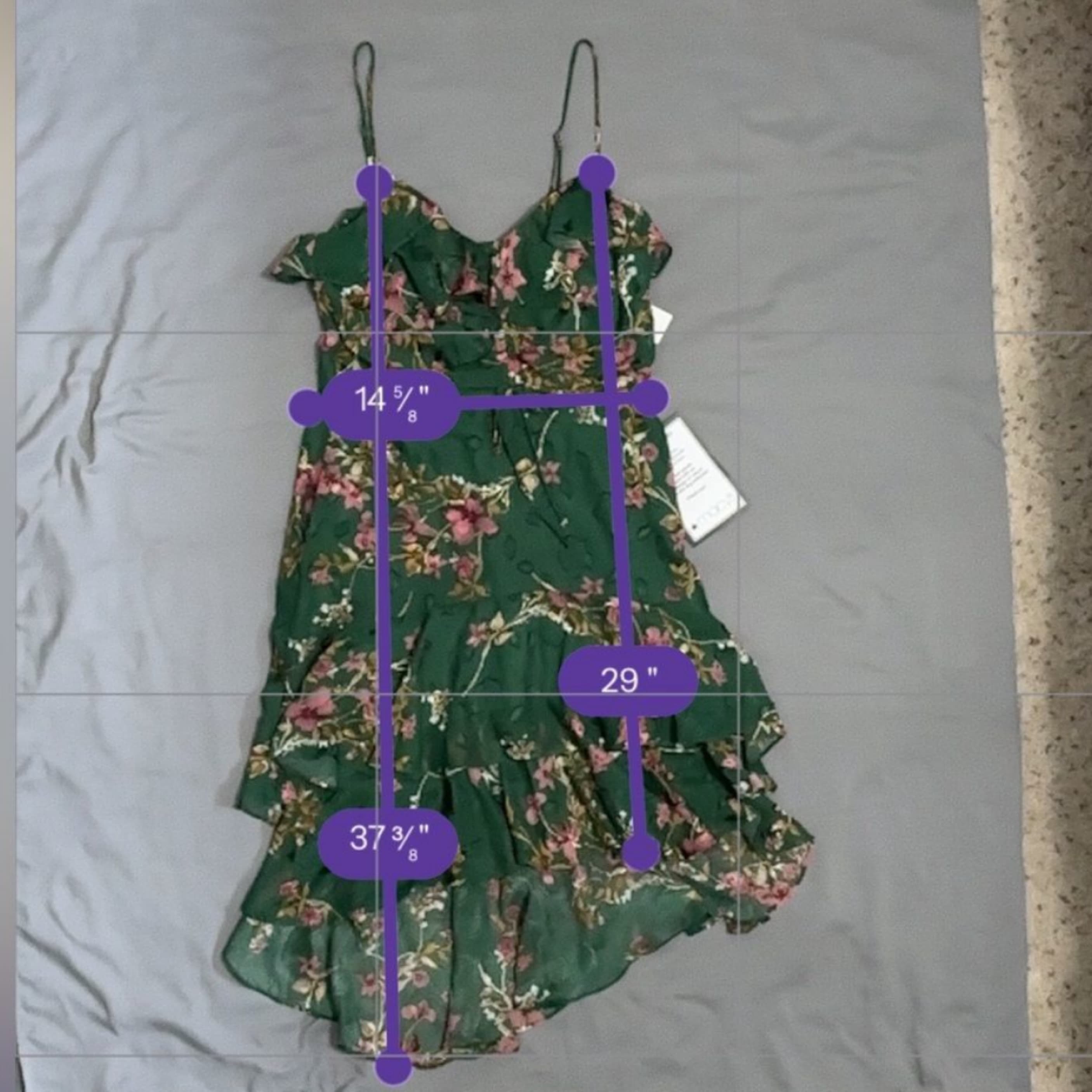 City Studio Green Floral Dress Size 7 - Image 6